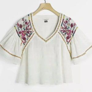 Pilcro Embroidered flowy boho blouse M
